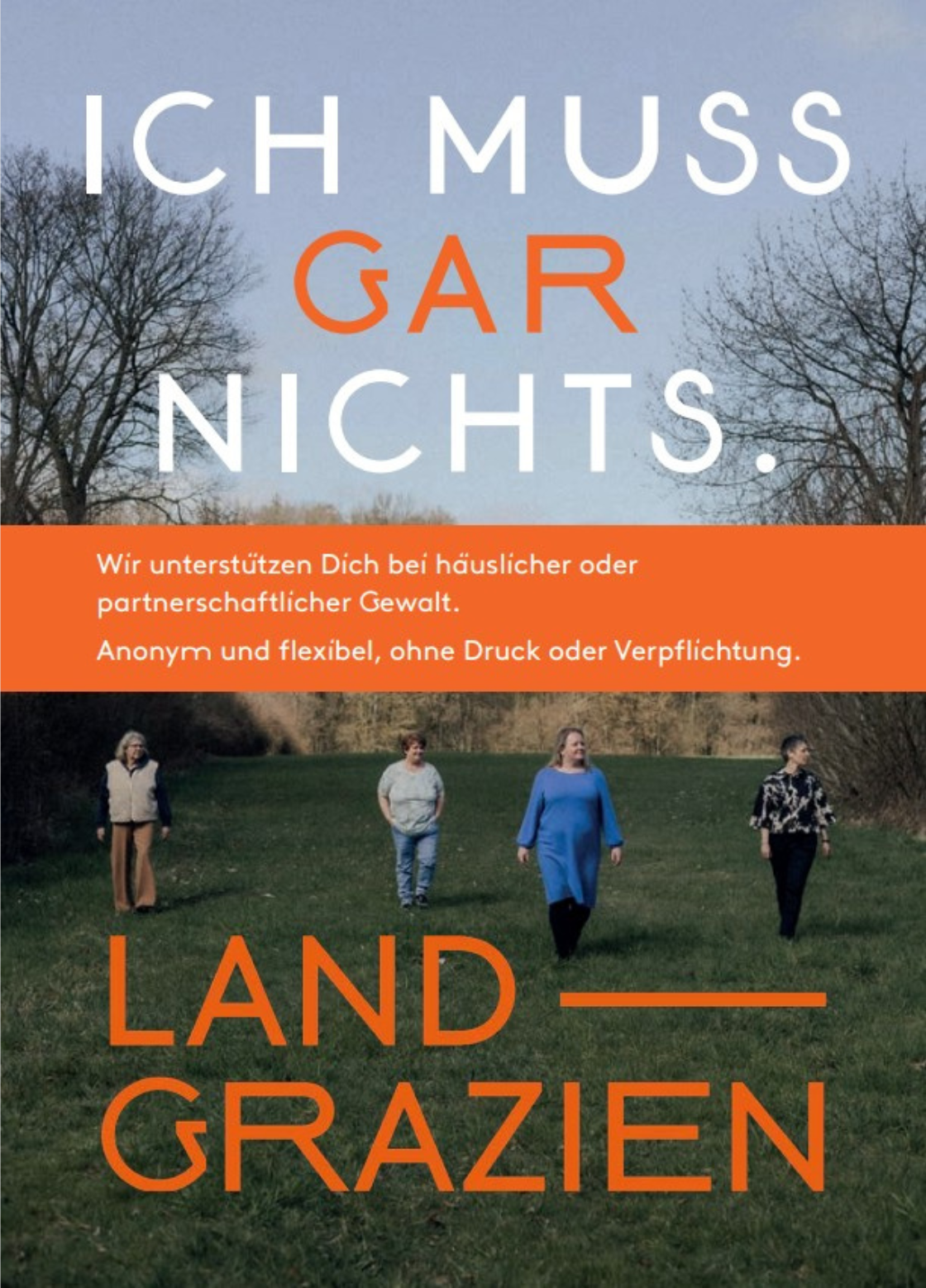 LAND-GRAZIEN Flyer mit der Überschrift 'ich bin gegangen'