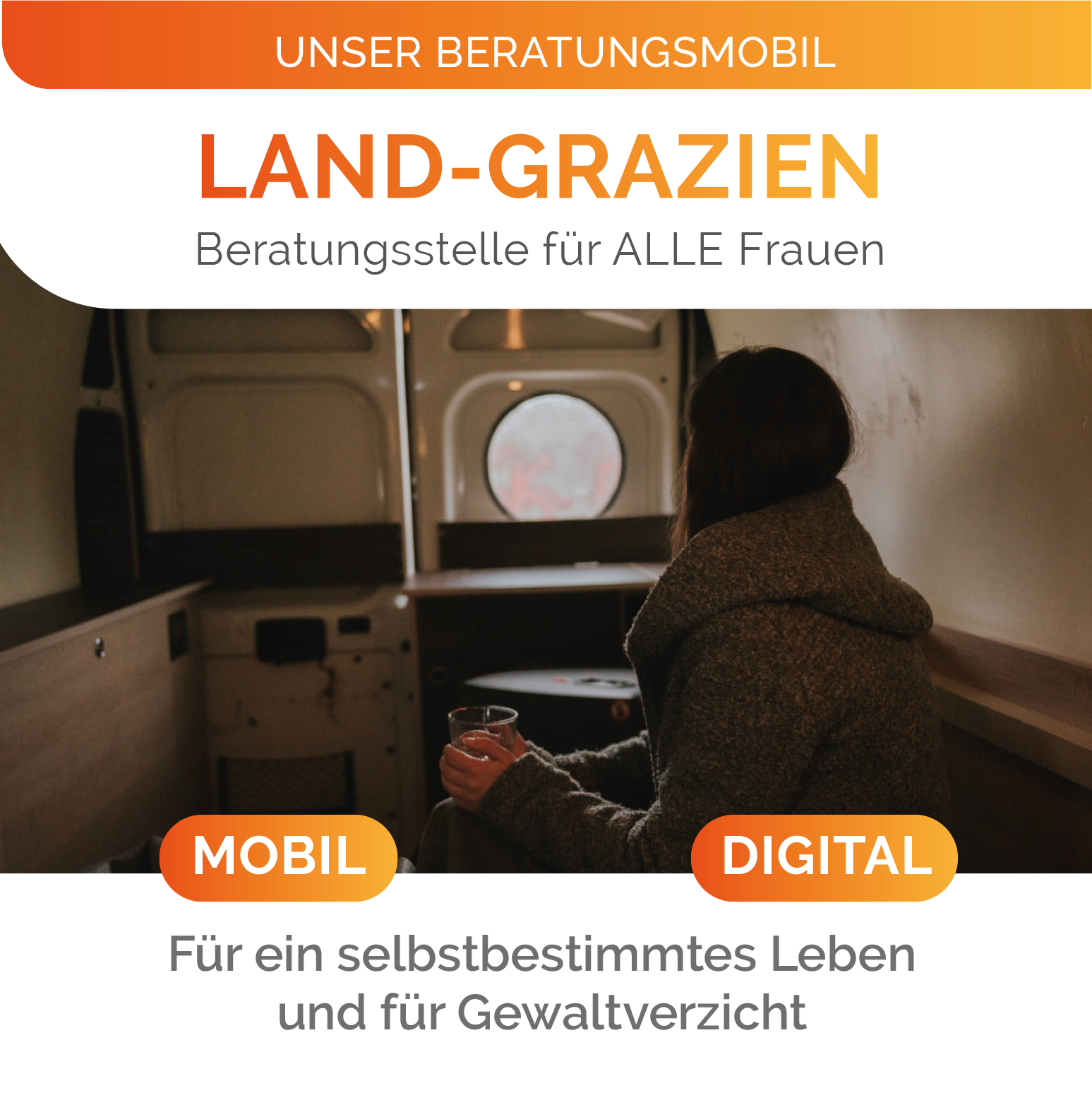LAND-GRAZIEN Flyer mit der Überschrift 'ich bin gegangen'